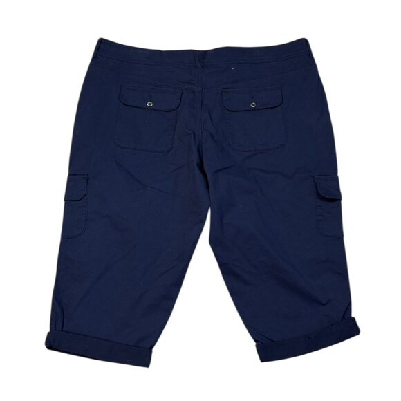 *New Jeanstar Skinny Capri Pant womens Plus 22W Navy Blue Cuffed Cargo Casual - Picture 2 of 5